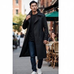 Bradley Jons for Gruner & Co. Men's Black All Weather Trench Coat Size 48L